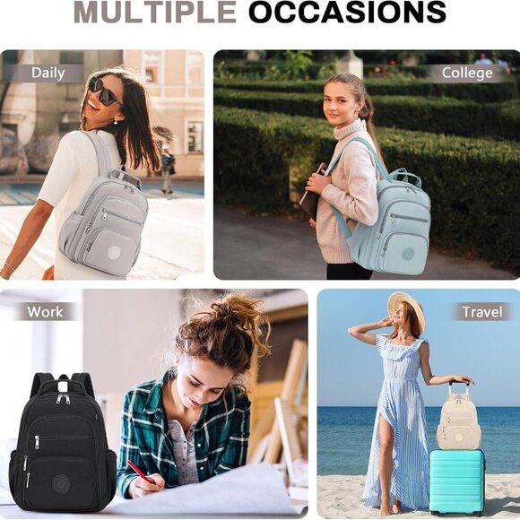 Mini Backpack for Women Gray 2PCS Water Resistant Compact Travel Purse - Picture 7 of 9